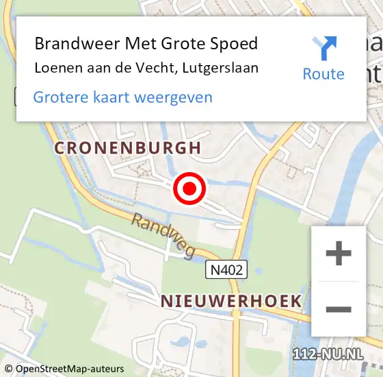 Locatie op kaart van de 112 melding: Brandweer Met Grote Spoed Naar Loenen aan de Vecht, Lutgerslaan op 6 maart 2022 20:44