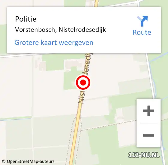 Locatie op kaart van de 112 melding: Politie Vorstenbosch, Nistelrodesedijk op 10 juli 2014 11:56