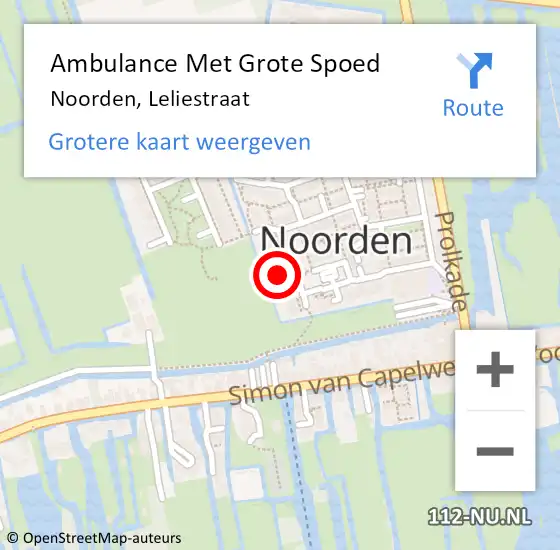 Locatie op kaart van de 112 melding: Ambulance Met Grote Spoed Naar Noorden, Leliestraat op 6 maart 2022 21:07