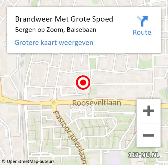 Locatie op kaart van de 112 melding: Brandweer Met Grote Spoed Naar Bergen op Zoom, Balsebaan op 6 maart 2022 21:16