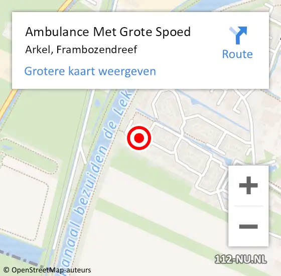 Locatie op kaart van de 112 melding: Ambulance Met Grote Spoed Naar Arkel, Frambozendreef op 6 maart 2022 21:16