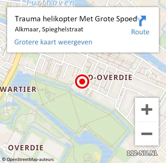 Locatie op kaart van de 112 melding: Trauma helikopter Met Grote Spoed Naar Alkmaar, Spieghelstraat op 6 maart 2022 21:35