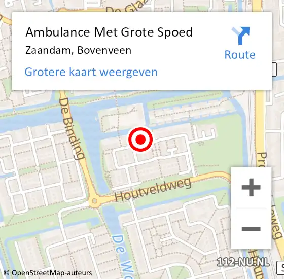 Locatie op kaart van de 112 melding: Ambulance Met Grote Spoed Naar Zaandam, Bovenveen op 6 maart 2022 21:44