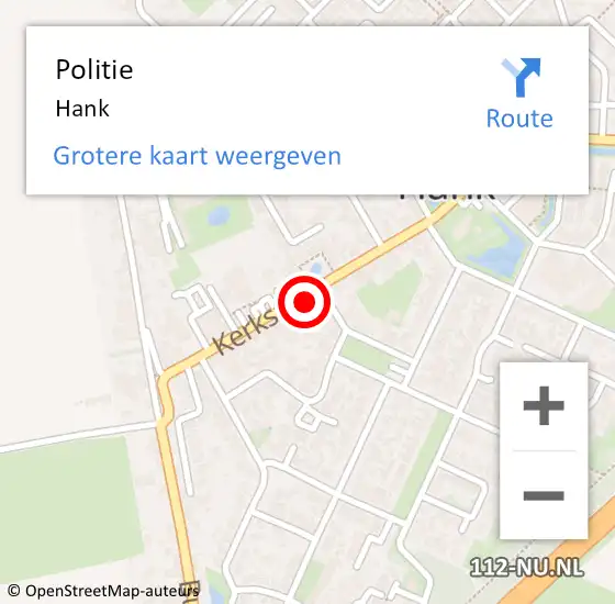 Locatie op kaart van de 112 melding: Politie Hank op 6 maart 2022 21:44