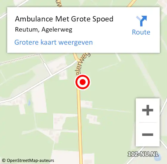 Locatie op kaart van de 112 melding: Ambulance Met Grote Spoed Naar Reutum, Agelerweg op 6 maart 2022 22:08