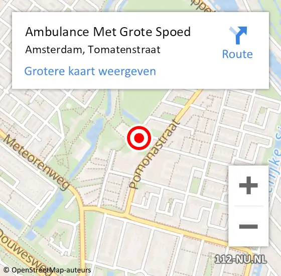 Locatie op kaart van de 112 melding: Ambulance Met Grote Spoed Naar Amsterdam, Tomatenstraat op 6 maart 2022 22:10