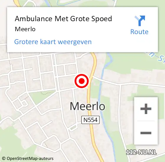 Locatie op kaart van de 112 melding: Ambulance Met Grote Spoed Naar Meerlo op 10 juli 2014 12:00