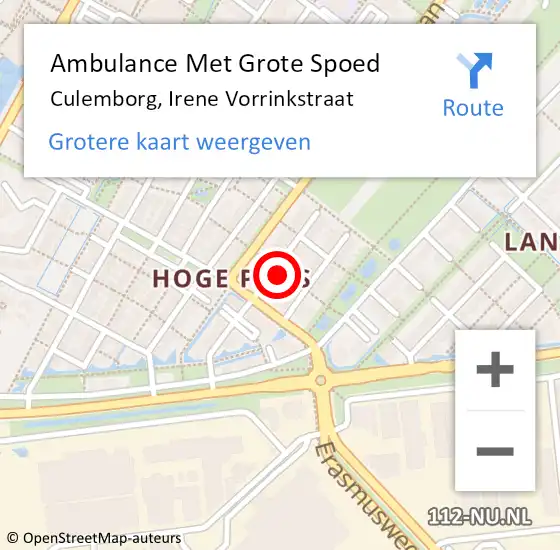 Locatie op kaart van de 112 melding: Ambulance Met Grote Spoed Naar Culemborg, Irene Vorrinkstraat op 6 maart 2022 22:45