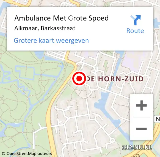 Locatie op kaart van de 112 melding: Ambulance Met Grote Spoed Naar Alkmaar, Barkasstraat op 6 maart 2022 22:46