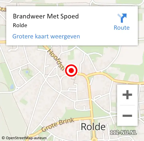 Locatie op kaart van de 112 melding: Brandweer Met Spoed Naar Rolde op 6 maart 2022 23:06