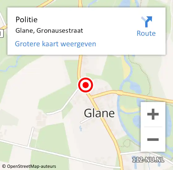 Locatie op kaart van de 112 melding: Politie Glane, Gronausestraat op 6 maart 2022 23:17