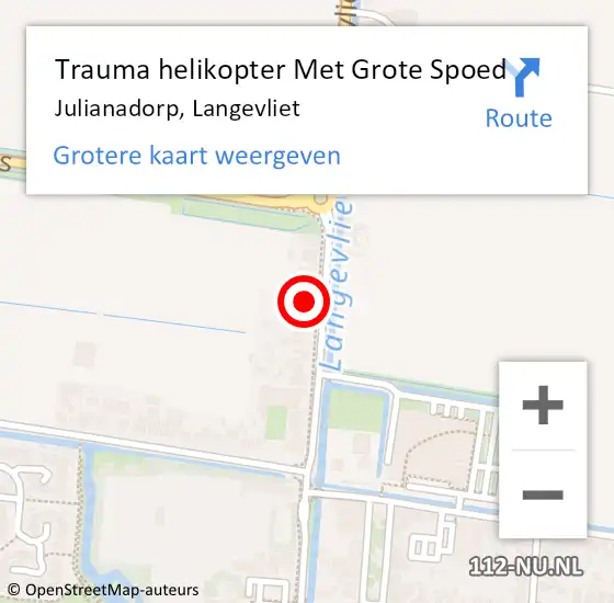 Locatie op kaart van de 112 melding: Trauma helikopter Met Grote Spoed Naar Julianadorp, Langevliet op 6 maart 2022 23:21