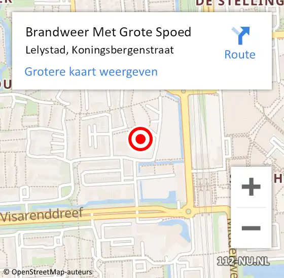 Locatie op kaart van de 112 melding: Brandweer Met Grote Spoed Naar Lelystad, Koningsbergenstraat op 6 maart 2022 23:33