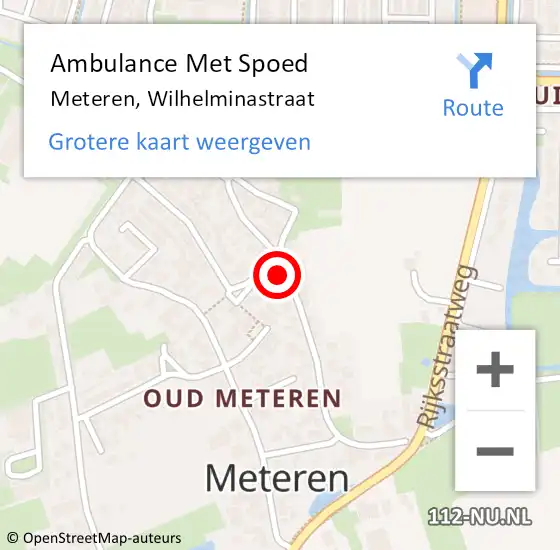 Locatie op kaart van de 112 melding: Ambulance Met Spoed Naar Meteren, Wilhelminastraat op 7 maart 2022 00:16