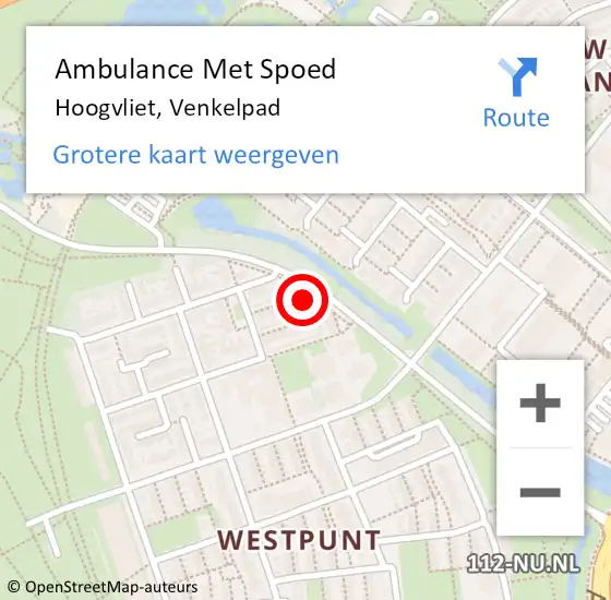 Locatie op kaart van de 112 melding: Ambulance Met Spoed Naar Hoogvliet, Venkelpad op 7 maart 2022 00:26