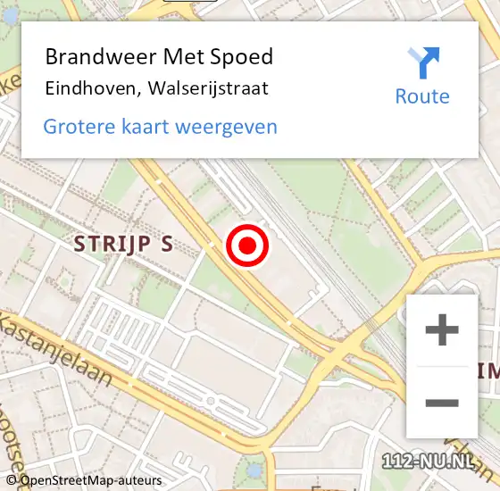 Locatie op kaart van de 112 melding: Brandweer Met Spoed Naar Eindhoven, Walserijstraat op 7 maart 2022 00:35