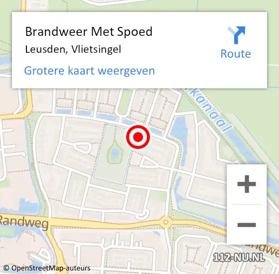 Locatie op kaart van de 112 melding: Brandweer Met Spoed Naar Leusden, Vlietsingel op 7 maart 2022 00:52