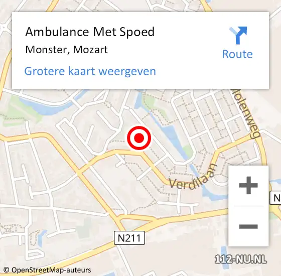 Locatie op kaart van de 112 melding: Ambulance Met Spoed Naar Monster, Mozart op 7 maart 2022 01:34