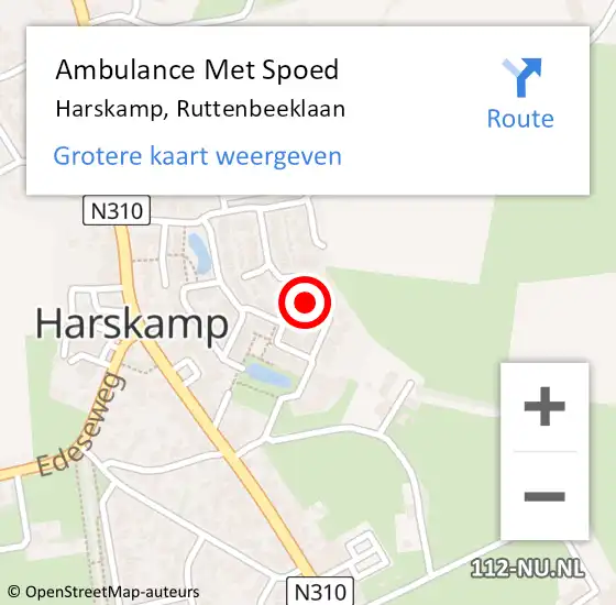 Locatie op kaart van de 112 melding: Ambulance Met Spoed Naar Harskamp, Ruttenbeeklaan op 7 maart 2022 01:35