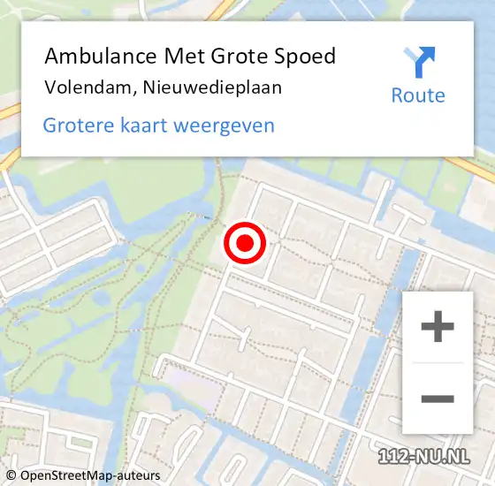 Locatie op kaart van de 112 melding: Ambulance Met Grote Spoed Naar Volendam, Nieuwedieplaan op 7 maart 2022 01:48