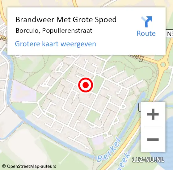 Locatie op kaart van de 112 melding: Brandweer Met Grote Spoed Naar Borculo, Populierenstraat op 7 maart 2022 01:57