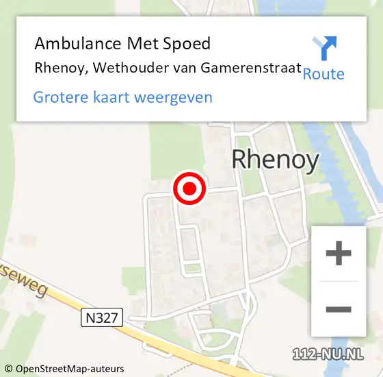 Locatie op kaart van de 112 melding: Ambulance Met Spoed Naar Rhenoy, Wethouder van Gamerenstraat op 7 maart 2022 02:36