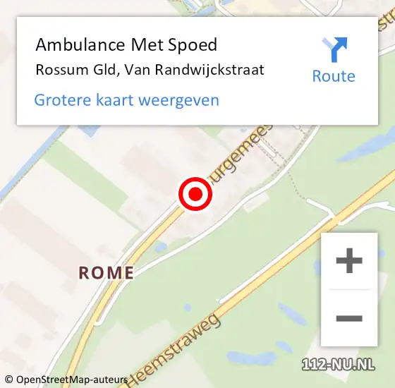 Locatie op kaart van de 112 melding: Ambulance Met Spoed Naar Rossum Gld, Van Randwijckstraat op 10 juli 2014 12:11