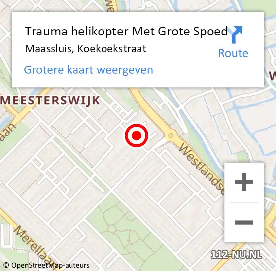 Locatie op kaart van de 112 melding: Trauma helikopter Met Grote Spoed Naar Maassluis, Koekoekstraat op 7 maart 2022 06:07