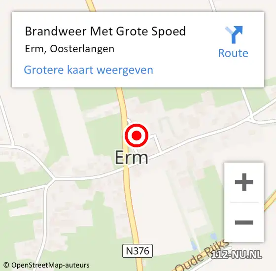 Locatie op kaart van de 112 melding: Brandweer Met Grote Spoed Naar Erm, Oosterlangen op 7 maart 2022 06:20