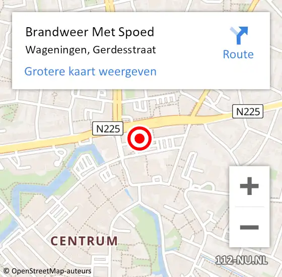 Locatie op kaart van de 112 melding: Brandweer Met Spoed Naar Wageningen, Gerdesstraat op 7 maart 2022 07:14
