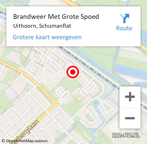 Locatie op kaart van de 112 melding: Brandweer Met Grote Spoed Naar Uithoorn, Schumanflat op 7 maart 2022 07:35