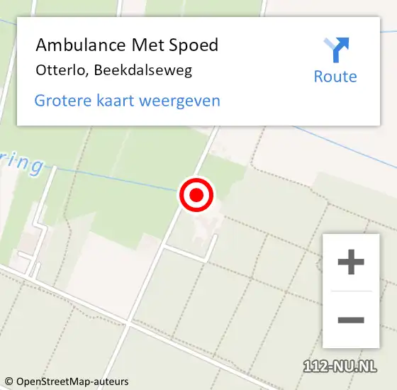 Locatie op kaart van de 112 melding: Ambulance Met Spoed Naar Otterlo, Beekdalseweg op 7 maart 2022 07:40