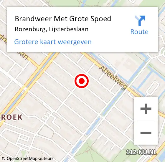 Locatie op kaart van de 112 melding: Brandweer Met Grote Spoed Naar Rozenburg, Lijsterbeslaan op 7 maart 2022 07:57