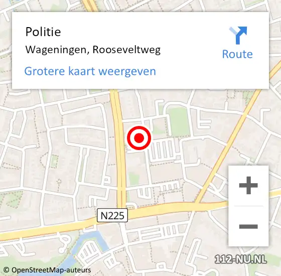 Locatie op kaart van de 112 melding: Politie Wageningen, Rooseveltweg op 7 maart 2022 08:13