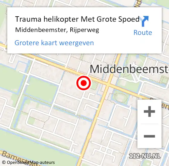 Locatie op kaart van de 112 melding: Trauma helikopter Met Grote Spoed Naar Middenbeemster, Rijperweg op 7 maart 2022 08:28