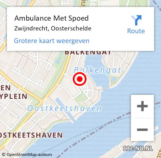 Locatie op kaart van de 112 melding: Ambulance Met Spoed Naar Zwijndrecht, Oosterschelde op 7 maart 2022 08:37