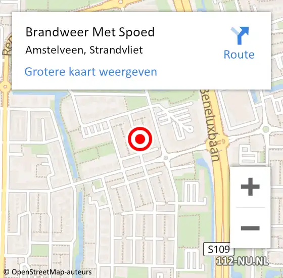 Locatie op kaart van de 112 melding: Brandweer Met Spoed Naar Amstelveen, Strandvliet op 7 maart 2022 08:41