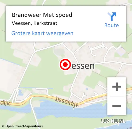 Locatie op kaart van de 112 melding: Brandweer Met Spoed Naar Veessen, Kerkstraat op 7 maart 2022 08:42
