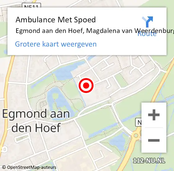 Locatie op kaart van de 112 melding: Ambulance Met Spoed Naar Egmond aan den Hoef, Magdalena van Weerdenburglaan op 7 maart 2022 08:46