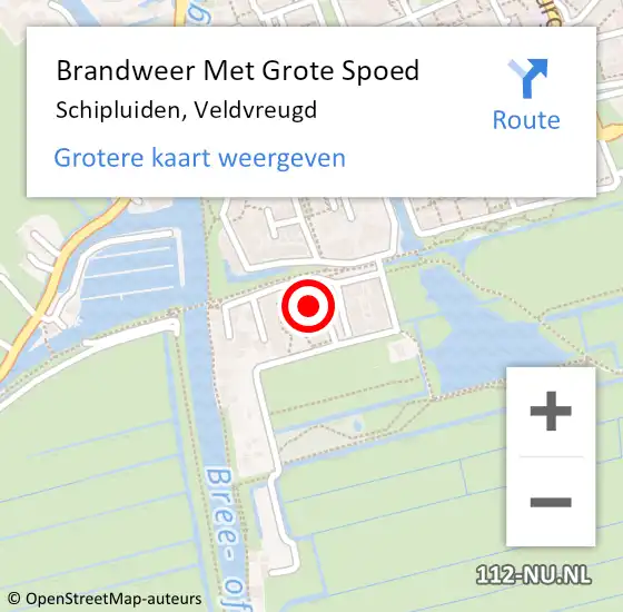 Locatie op kaart van de 112 melding: Brandweer Met Grote Spoed Naar Schipluiden, Veldvreugd op 7 maart 2022 09:10