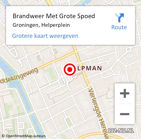 Locatie op kaart van de 112 melding: Brandweer Met Grote Spoed Naar Groningen, Helperplein op 7 maart 2022 09:17