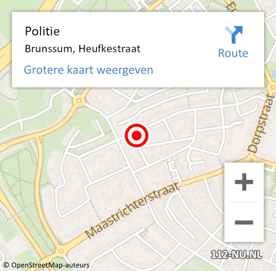 Locatie op kaart van de 112 melding: Politie Brunssum, Heufkestraat op 7 maart 2022 09:25