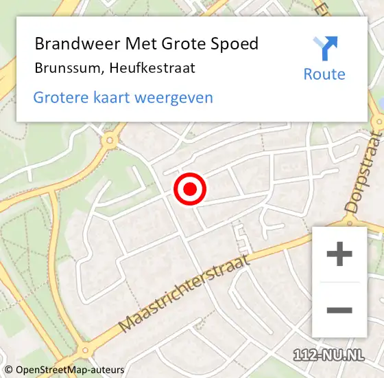 Locatie op kaart van de 112 melding: Brandweer Met Grote Spoed Naar Brunssum, Heufkestraat op 7 maart 2022 09:27