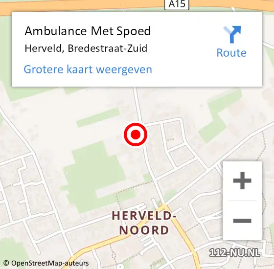 Locatie op kaart van de 112 melding: Ambulance Met Spoed Naar Herveld, Bredestraat-Zuid op 7 maart 2022 09:27