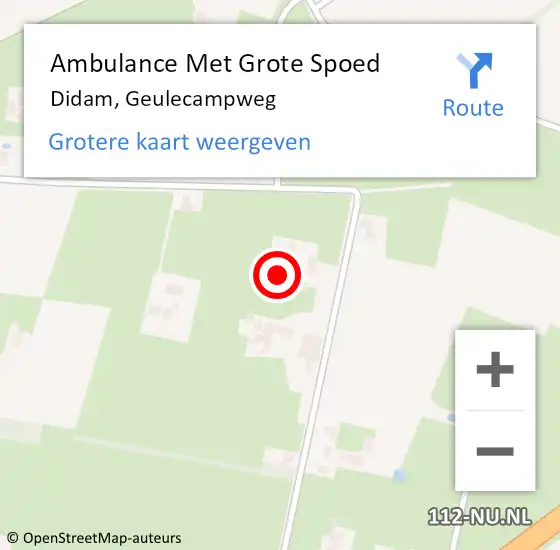 Locatie op kaart van de 112 melding: Ambulance Met Grote Spoed Naar Didam, Geulecampweg op 7 maart 2022 09:36