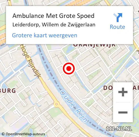 Locatie op kaart van de 112 melding: Ambulance Met Grote Spoed Naar Leiderdorp, Willem de Zwijgerlaan op 7 maart 2022 09:37