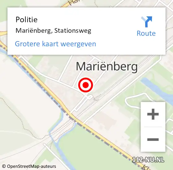 Locatie op kaart van de 112 melding: Politie Mariënberg, Stationsweg op 7 maart 2022 09:38