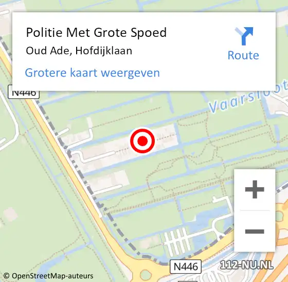 Locatie op kaart van de 112 melding: Politie Met Grote Spoed Naar Oud Ade, Hofdijklaan op 7 maart 2022 10:09