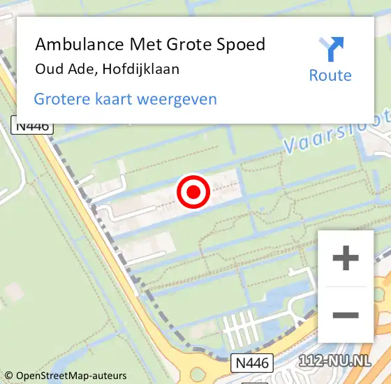 Locatie op kaart van de 112 melding: Ambulance Met Grote Spoed Naar Oud Ade, Hofdijklaan op 7 maart 2022 10:10