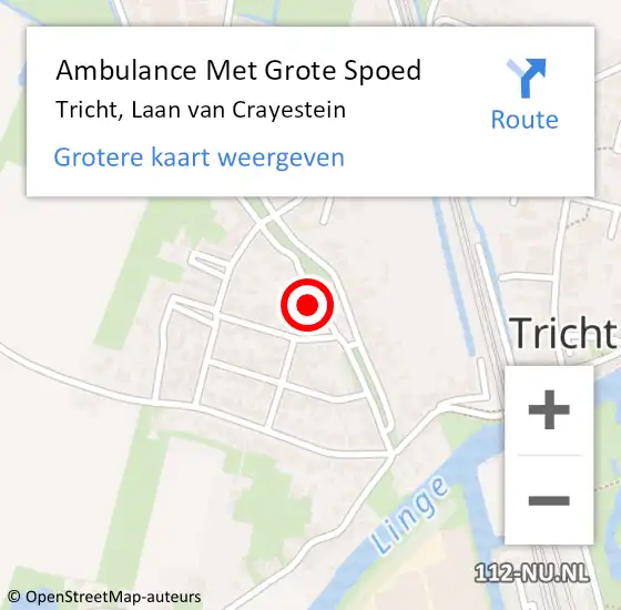 Locatie op kaart van de 112 melding: Ambulance Met Grote Spoed Naar Tricht, Laan van Crayestein op 7 maart 2022 10:11